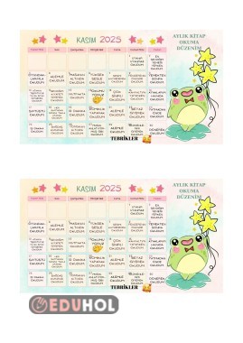 BİR SAYFADA İKİ ADET- KASIM AYI OKUMA DÜZENİ