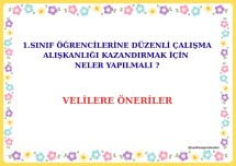 VELİLERİMİZE ÖNERİLER