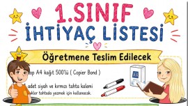1.Sınıf İhtiyaç Listesi