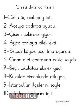 Ç sesi dikte cümleleri