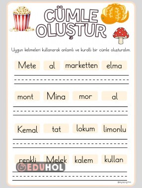 M sesi karışık kelimelerden anlamlı cümle oluşturma