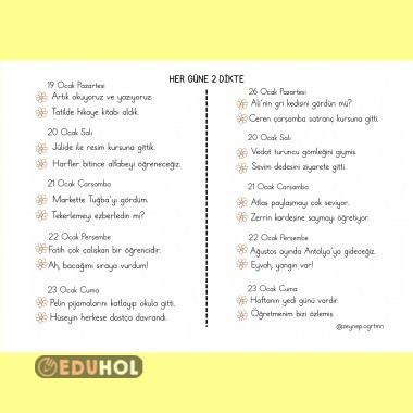 Sömestr ödevi , her güne iki dikte