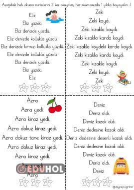 Z sesi anlamlı ve hızlı okuma metinleri