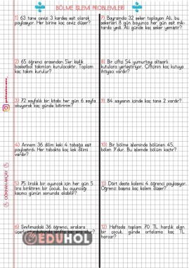 Bölme İşlemi Problemleri (Basit)