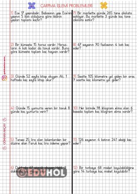 Çarpma İşlemi Problemleri