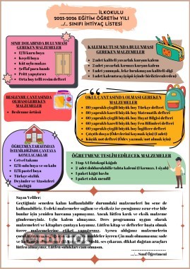 İHTİYAÇ LİSTESİ ÖRNEĞİ