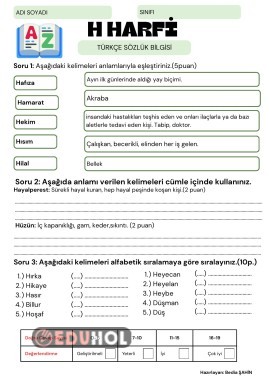 SÖZLÜK BİLGİSİ H HARFİ