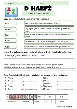 D HARFİ SÖZLÜK BİLGİSİ