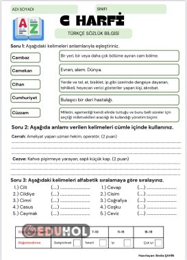 C HARFİ SÖZLÜK BİLGİSİ