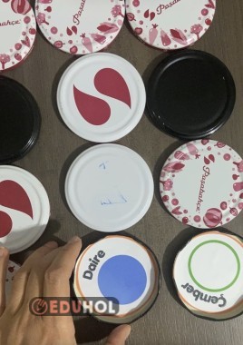 Geometrik şekiller ve kavanoz kapağı