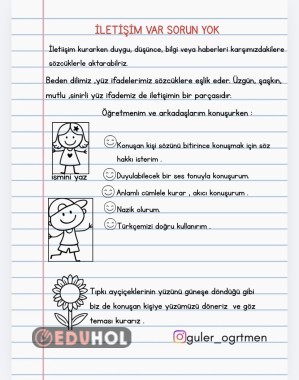 Hayat bilgisi iletişim var sorun yok defter notu
