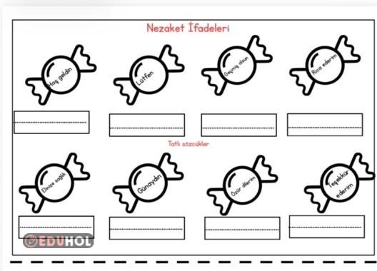 Nezaket ifadeleri deftere yapıştırma