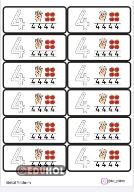 4 rakamı interaktif defter