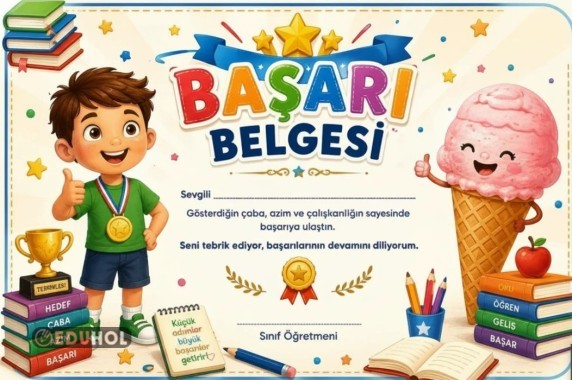 BAŞARI BELGESİ ERKEK ÇOCUKLU DONDURMALI