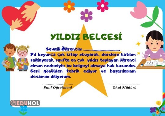 EN ÇOK YILDIZ TOPLAYAN ÖĞRENCİ BELGESİ