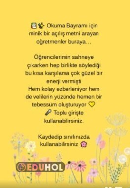 Okuma Bayramı İçin Minik Bir Açılış Metni