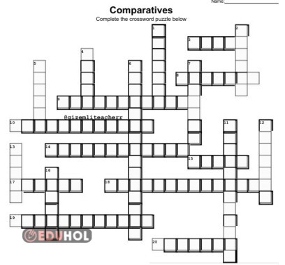 Comparatives Crossword Puzzle