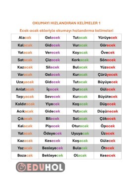 ecek/acak hızlandırıcı kelime okuma