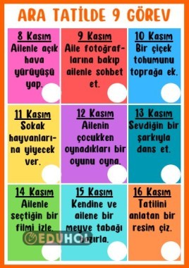 ARA TATİLDE 9 GÖREV