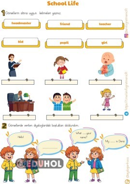 2.SINIF İNGİLİZCE SCHOOL LİFE WORKSHEET