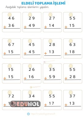 5 sayfa Eldeli Toplama İşlemi Alıştırmaları