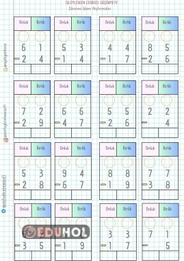 Çıkarma İşlemi Alıştırmaları 3 sayfa