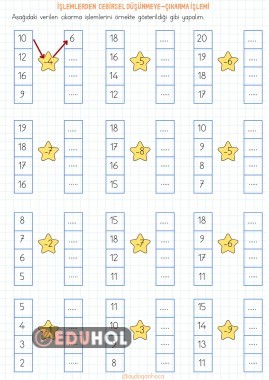 İŞLEMLERDEN  CEBİRSEL DÜŞÜNMEYE-ÇIKARMA İŞLEMİ