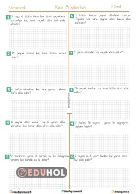 *** 9.SORU REVİZE EDİLMİŞTİR.KESİR PROBLEMLERİ DEĞERLENDİRME ÇALIŞMASI