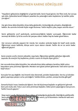 ÖĞRETMEN KARNE GÖRÜŞLERİ