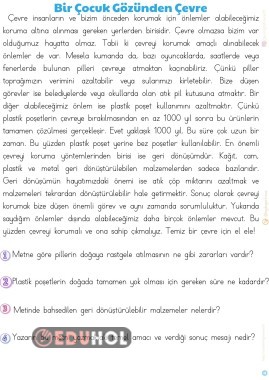 OKUMA ANLAMA METNİ-BİR ÇOCUK GÖZÜNDEN ÇEVRE