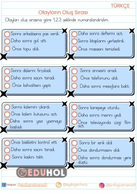 OLAYLARIN OLUŞ SIRASI BULMA ÇALIŞMA KAĞIDI