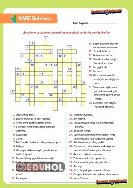 4.sınıf Karışık Kare Bulmaca Çalışması