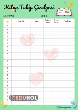 Kitap Takip Çizelgesi