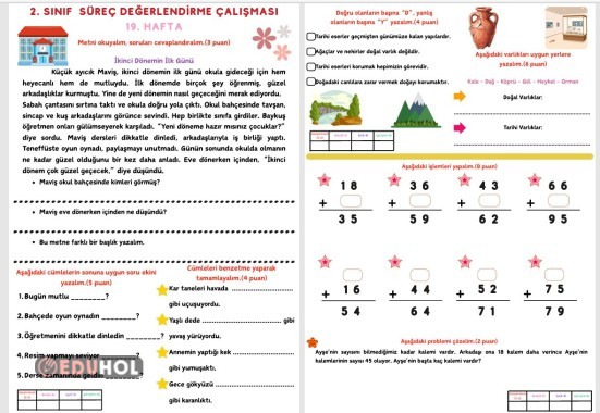 2. SINIF SÜREÇ DEĞERLENDİRME ÇALIŞMASI 19.HAFTA