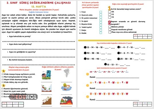 2.SINIF SÜREÇ DEĞERLENDİRME ÇALIŞMASI 13.HAFTA