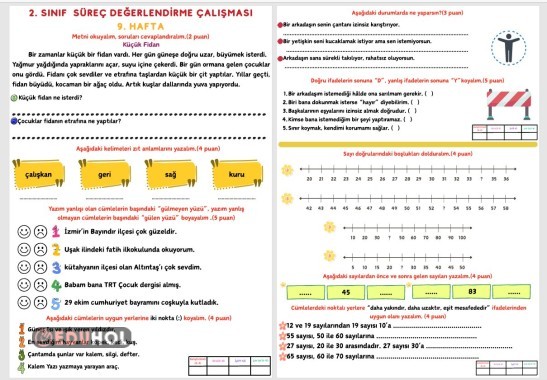 2.SINIF SÜREÇ DEĞERLENDİRME ÇALIŞMASI 9.HAFTA