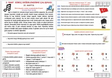 2. SINIF SÜREÇ DEĞERLENDİRME ÇALIŞMASI 21. HAFTA