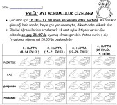 EYLÜL AYI SORUMLULUK ÇİZELGESİ ( ÖDEV VE UYKU SAATİ DÜZENİ) 2025-26