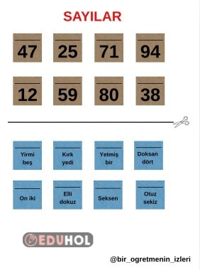 Sayılar defter kes yapıştır etkinlikleri