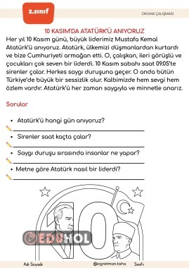 1O Kasım Okuma Anlama Metni