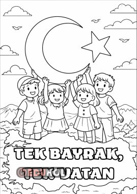Bayrak Temalı İki Sayfa Boyama