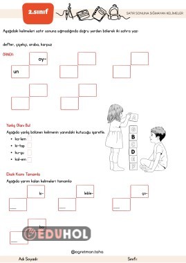 Satır Sonuna Sığmayan Kelimeler Etkinlik Sayfası