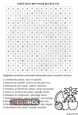 Yerli Malı Meyveler Bulmacası