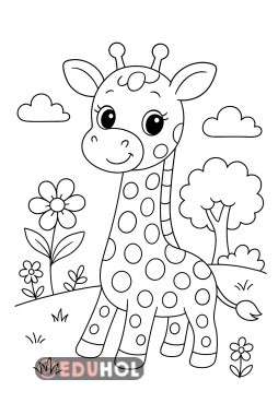 Tatlı zürafa boyama sayfası