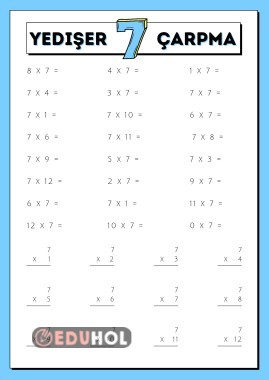 Yedişer çarpma işlemi