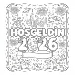 Hoşgeldin 2026 boyama sayfası