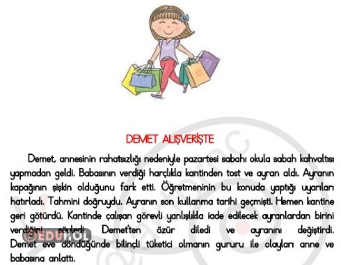 Demet Alışverişte Okuma-Anlama Metni