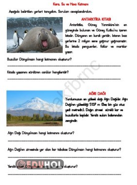 Dünya'nın Katmanları (Kara,Su ve Hava Katmanı)