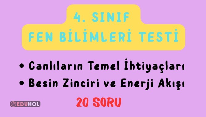 4. Sınıf Fen Bilimleri - Canlıların Temel İhtiyaçları, Besin Zinciri ve Enerji Akışı