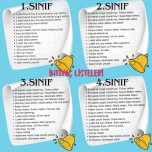 İlkokul ihtiyaç listeleri